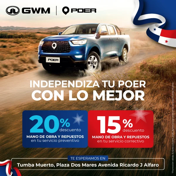 GWM POER 20% descuento mano de obra y repuestos en tu servicio preventivo | 15% descuento mano de obra y repuestos servicio correctivo